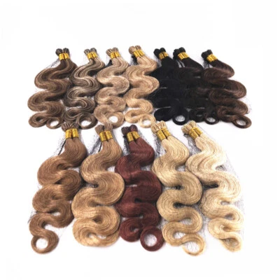 100s Pre Bonded Nanoring Stick Nano I Tip Wavy Human Remy Hair Extensions 20inch - Image 1 of 4