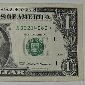 United States RARE $1 Bill Star Note Series 2017 A03214080* (B289) - SHIPS FREE - Picture 1 of 4