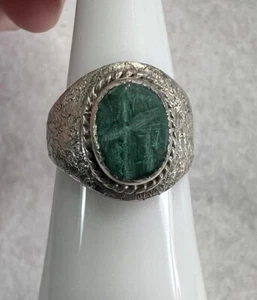 Vintage Ring Sterlingsilber grüner Stein 925 Größe 5,75 - Bild 1 von 11