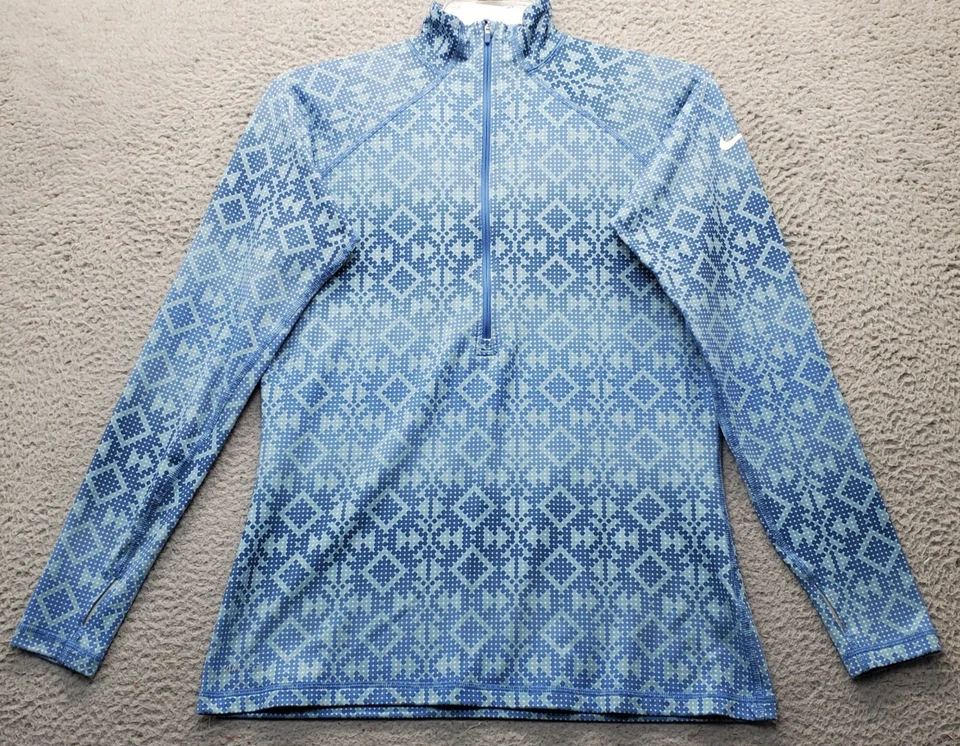 耐克专业高尔夫网球衬衫女式 XL 多几何性能弹力半拉链 — 第 1/4 张图片