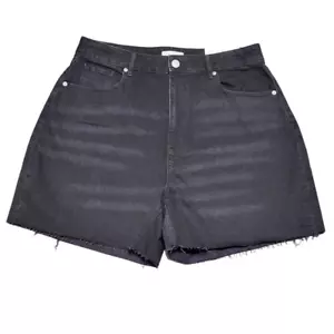 LOFT Distressed Shorts Women's Size 12 Black Curvy High Waist Boyfriend Short - Picture 1 of 11