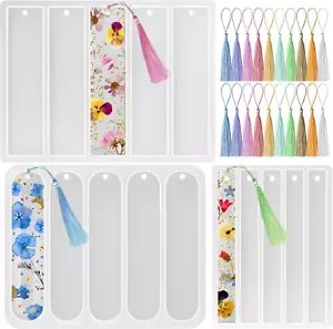 Set of 3 Bookmarks Silicone Mold, Bookmark Resin Mold Kit with 20 Pcs Bookmark T - Picture 1 of 12