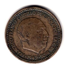ESPAÑA 1 peseta 1947 *52* emitida en 1952  Francisco Franco Caudillo de España - Imagen 1 de 2