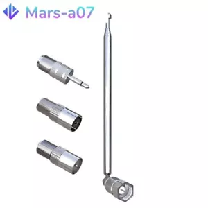 F-Type Male Plug FM Radio Telescopic Antenna 75 Ohm with 3PCS Adapters for TV - Imagen 1 de 8