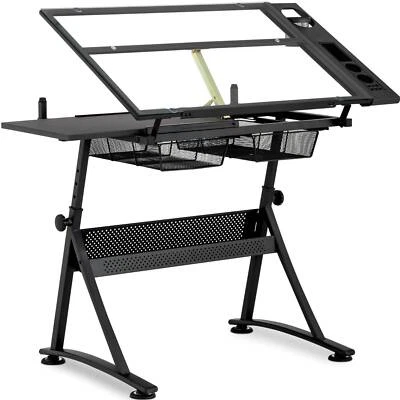 Tavolo Da Disegno Inclinabile Scrivania Per Disegnare Vetro 120 x 60 x 90 cm - Immagine 1 di 4