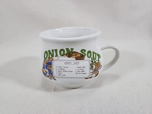 Vintage Zwiebelsuppe Rezept Keramik Becher Tasse Schüssel mit Henkel gebraucht - Bild 1 von 7