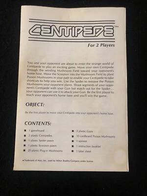 Centipede Board Game Directions Instructions Replacement Piece Part 1983 Atari - Image 1 of 4