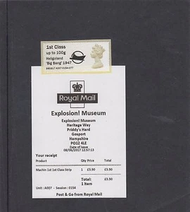 GB 2017  Post & Go Frama Heligoland  Big Bang overprint on Machin 1st single - Picture 1 of 1