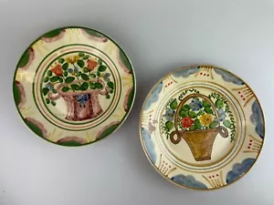 Pair of 10" Pirraca Redondo Portugal Painted Signed Terracotta Pottery Plates - Picture 1 of 7