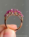 3Ct Round Lab-Created Pink Diamond Engagement Ring 14K Yellow Gold Plated Silver