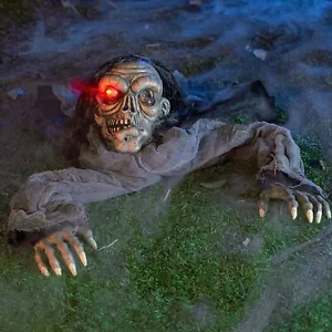 Animated Zombie Groundbreaker with Decayed Face for Halloween Yard Decor - Picture 1 of 8