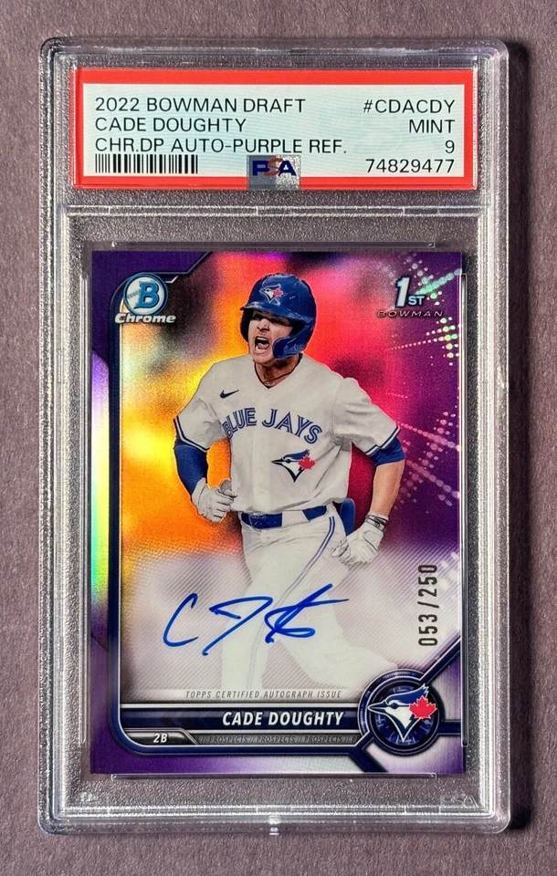 Cade Doughty 2022 Bowman Draft Auto CDA-CDY Purple Refractor /250 PSA 9 - Image 1 of 1