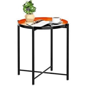 Metal End Table Small Side Table Round Coffee Table for Sofa Living Room Bedroom - Picture 1 of 14