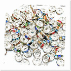 100Pcs Sparkling Multicolor Crystal Rhinestone Beads - Silver Plated Loose Beads