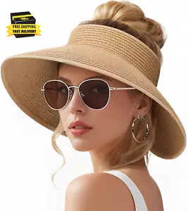 Sun Hats for Women, Wide Brim Straw Beach Hat for Women Foldable Floppy, Sun Hat - Picture 1 of 7