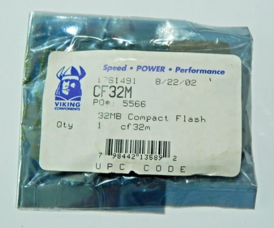 New Sealed VIKING COMPACT FLASH  MEMORY CARD, CF32M - Image 1 of 4