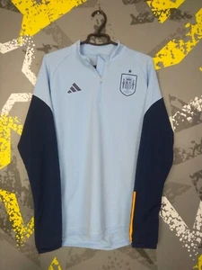 Spain Team Training Football Jacket Long Sleeve Blue Adidas Mens Size L ig93 - Picture 1 of 8