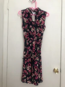 NWT CHARTER CLUB Womens Size 10 Petite Floral V Neck Shirt Dress Elastic Waist - Picture 1 of 12