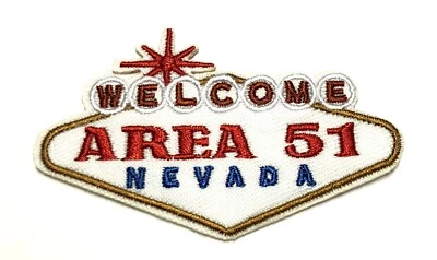 Welcome Area 51 Patch Embroidered Iron-On Applique X-Files Aliens Mystery UFO - Image 1 of 4