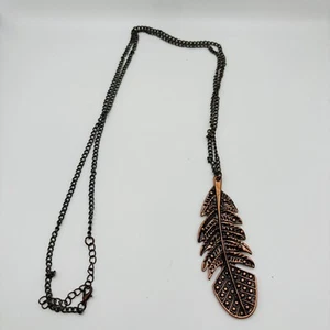 Bronze Feather (3 1/2") Necklace 22" chain - Picture 1 of 3