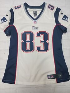 NIKE Womens on field NFL New England Patriots Jersey 83 Welker in White Size M