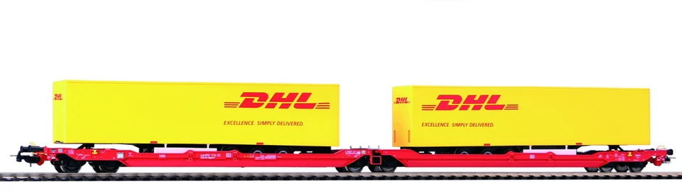 Piko H0 72237 - Taschenwagen T3000e DB, Ep. VI, DC, mit 2 DHL Trailern   Neuware - Bild 1 von 1