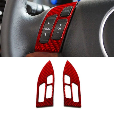 Cubierta de botón de volante de fibra de carbono rojo para Honda Accord Sedán 2003-07 Foto 1 de 4
