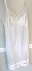 Vtg SLIPERFECTION White Full Slip Lace Trim Nylon Tricot Size 36 Made USA EUC - Picture 1 of 4