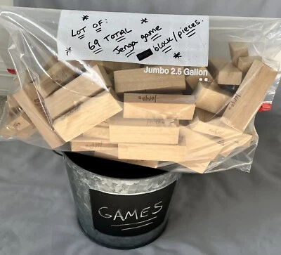 Jenga 69 Pieces Replacement Blocks Original Crafts Milton Bradley Hasbro + Can - Image 1 of 4
