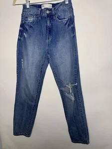 RSQ 90s jeans distressed light blue high Rise size 3/26 100% cotton girls youth - Picture 1 of 9