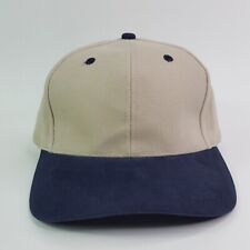 VTG Blank Beige Twill Hat Snapback Adjustable Strap Baseball Cap 90s Sports Blue