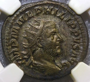 Philip I 244-249 Roman Empire NGC 5/5 4/5 SILVER AR Double Denarius Coin - Picture 1 of 4