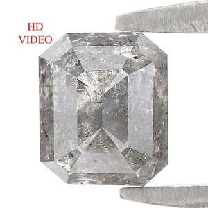 0.89 CT Natural Loose Emerald Cut Diamond 5.50 MM Salt And Pepper Diamond LQ1220 - Picture 1 of 8