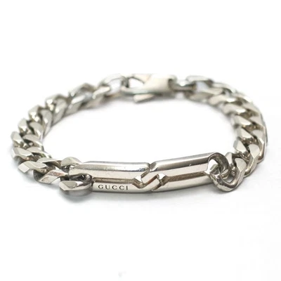 Pulsera de cadena Gucci de plata de ley 925 para hombre Italia longitud total 7,09 pulgadas Foto 1 de 4