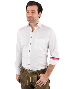 Trachtenhemd Arido 2900 255 weiß rot 50  - Bild 1 von 24