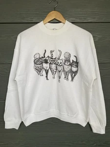 Vintage 90s Cat AOP Sweatshirt Double Sided Breakthrough Crewneck Laura Rodgers - Bild 1 von 12