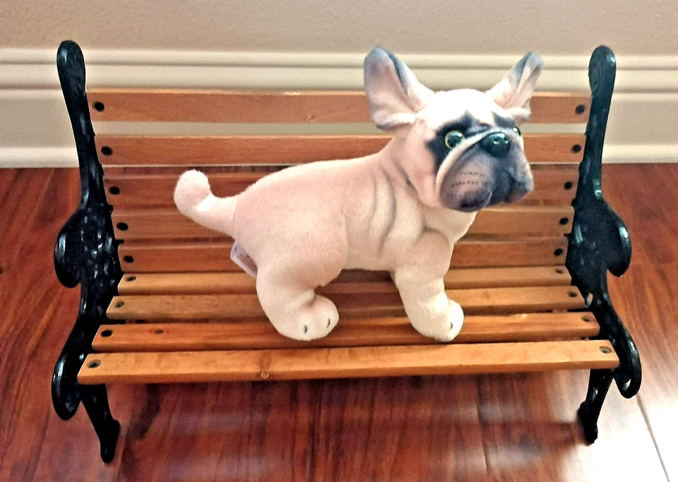 Banco Parque Miniatura Vintage Madera Marrón Hierro Fundido Oso Muñeca Tamaño 15x10 Foto 1 de 4