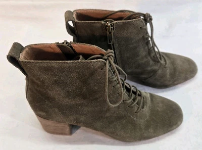 Botín de gamuza Madewell The Emilia para mujer talla 9 verde con cordones tacón Foto 1 de 4