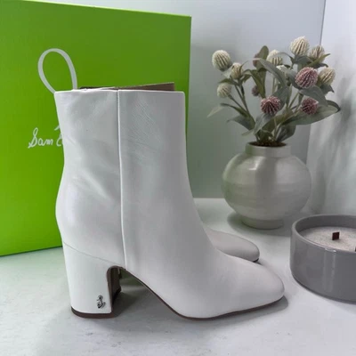 Botas Sam Edelman de cuero cervatillo tacón grueso blancas para mujer 5,5 M nuevas con caja Foto 1 de 4