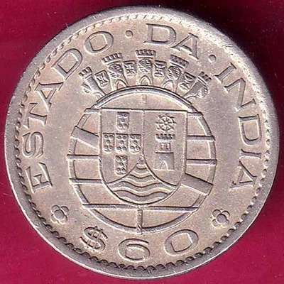 Moneda rara de 60 centavos 1958 India Goa portuguesa #sb7 Foto 1 de 2