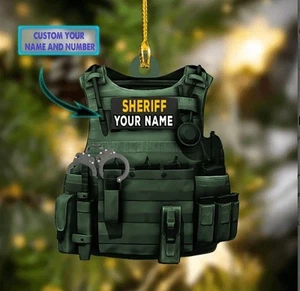 Personalisierter Sheriff individuell flach 2D Acryl Ornament Weihnachtsgeschenk Dekoration - Bild 1 von 3