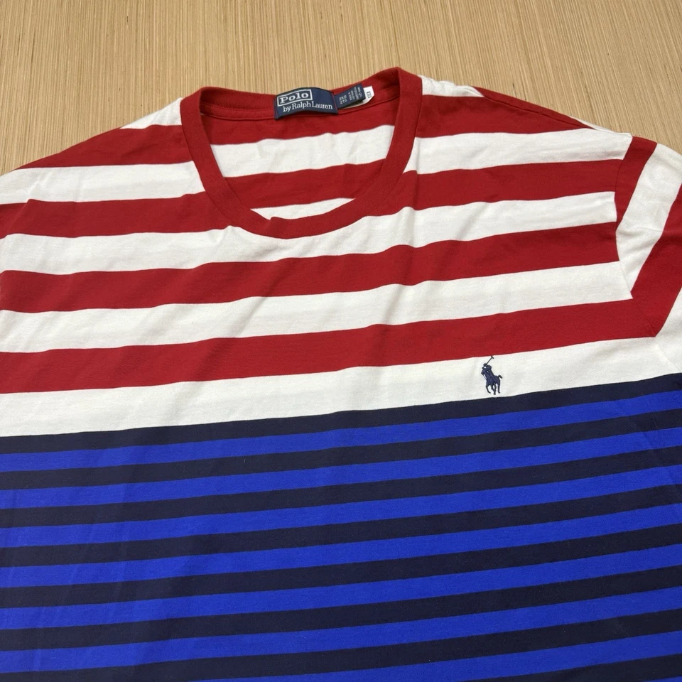 Polo Ralph Lauren рубашка 2XB красный белый синий полоски Джерси футболка морской - Изображение 1 из 4