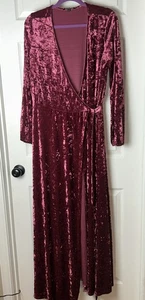 Elegant Velvet Dress Size L Mauve Pink True Wrap Gown Romantic Valentine Gown - Picture 1 of 9