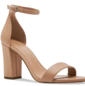 Madden Girl Bella Two-Piece Block Heel Sandal Size 7 M Tan Vegan Leather New! - Picture 1 of 5
