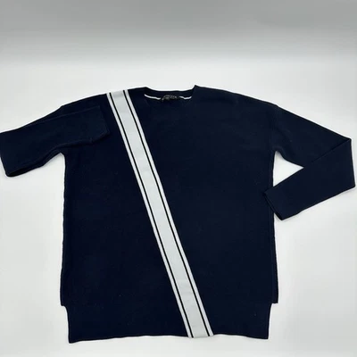 Athleta Sweetwise Sweater Navy Blue Stripe Cotton Thumbholes 405698 Womens Small - Image 1 of 4