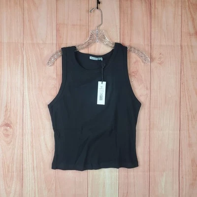 Camiseta sin mangas corta Michael Stars Kendall para mujer talla única negra cuello redondo pulóver Foto 1 de 4