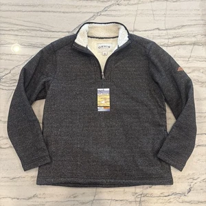 Orvis Men's Large Grey Brighton Sherpa Lined Quarter Zip Pullover Sweater NWT - Picture 1 of 16