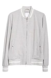ELEVENTY Platinum Stretch Wool Bomber Jacket, Grey, Size 44 (54 IT) - $1,295 - Picture 1 of 14