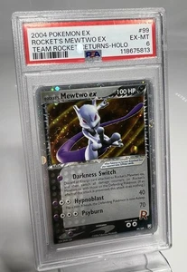 2004 POKEMON EX TEAM ROCKET RETURNS #99 ROCKET'S MEWTWO EX-HOLO PSA 6 SWIRLS - Picture 1 of 9