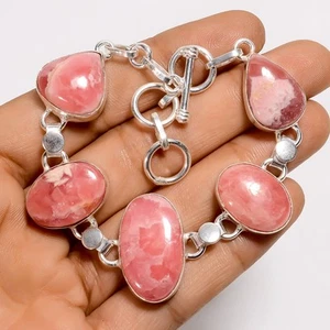 Bracciale fatto a mano in argento 925 con pietre preziose rodocrosite naturale 6-8" ARB-1335 - Foto 1 di 3